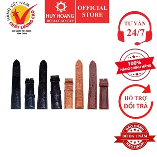 Dây đồng hồ da đà điểu Huy Hoàng màu đem, nâu đất, vàng bò, nâu đỏ HP8401-02-03-07