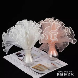 Voan gói hoa, Voan sóng hạt ngọc cao cấp phong cách Hàn Quốc sang chảnh 4.5m x 28cm