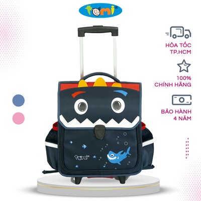 Cặp Học Sinh Tomi F23 chống gù lưng, dễ vệ sinh và tháo lắp cần kéo, kiểu dáng 3D