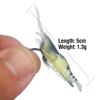 Mồi câu cá giả hình con tôm mềm 5cm / 1.3g có móc inox