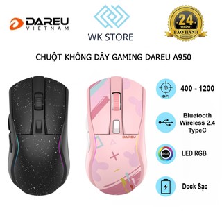 Chuột không dây Gaming DAREU A950 TRIPLE MODE (BLACK / PINK) - SUPERLIGHT, FAST CHARING DOCK ( BH 24T )