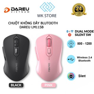 Chuột không dây bluetooth 5.0 dareu lm115b + wireless 2.4ghz - hàng chính hãng