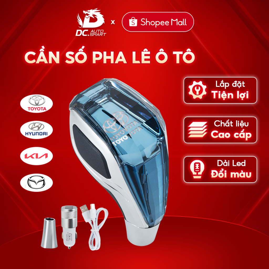 Cần Số Pha Lê DC AUTOSMART Cho Xe MAZDA, TOYOTA, HUNYDAI, KIA - Led Đổi Màu Viền Sang Trọng, Đẹp Mắt