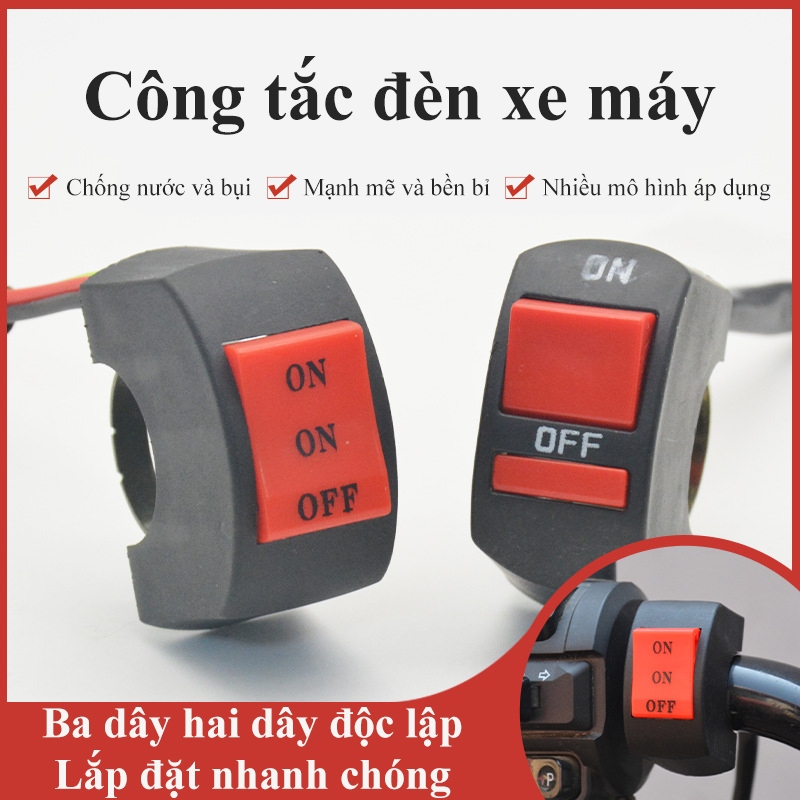 Công tắc đèn trợ sáng xe máy MYT Công tắc đèn pha đèn LED trợ sáng ba chế độ gắn ghi đông chống nước