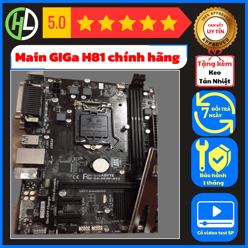 Main Giga h81 chính hãng đủ chặn giá rẻ TẶNG KÈM KEO TẢN NHIỆT