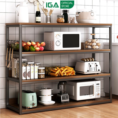 Kệ nhà bếp đa năng kệ để lò vi sóng khung thép chống ghỉ chắc chắn thương hiệu IGA - Gm136
