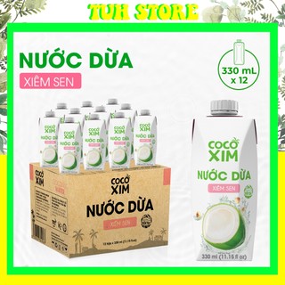 Thùng 12 hộp 330ml nước dừa xiêm sen cocoxim đóng hộp-tuh