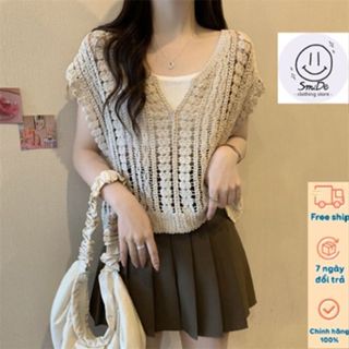  Áo Sát Nách Không Tay Len Lưới Dệt Kim Họa Tiết Thoáng Mát Dáng Rộng Trẻ Trung Năng Động Hot Trend 2024   Smide Clothing 