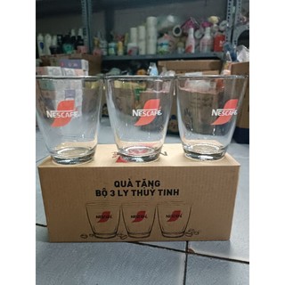 Bộ 3 ly thủy tinh siêu dày, to_hkm nescafe.