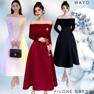 [Filone Dress] Đầm WAYO thiết kế trễ vai tafta phối cotton ngọc trai cao cấp dự tiệc sang trọng tặng kèm tag đá