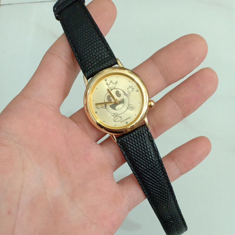 đồng hồ si nam nữ dây da hiệu PACHIRO mạ vàng độ mới 95% phù hợp nam tay nhỏ với nữ tay to