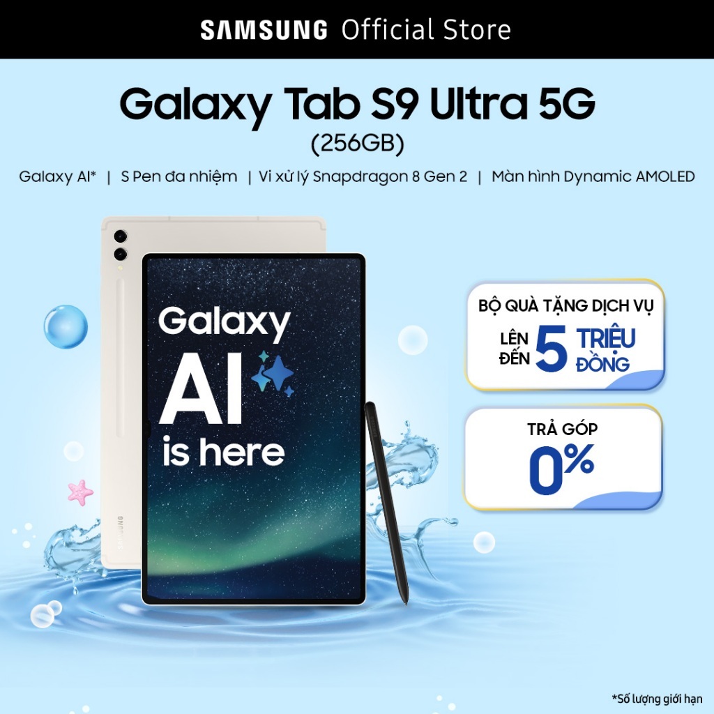 Máy tính bảng Galaxy Tab S9 Ultra 5G 256GB – Galaxy AI – S Pen đa nhiệm – Màn hình Dynamic AMOLED