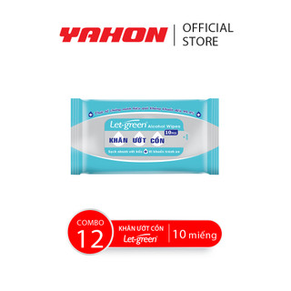 Combo 12 gói khăn ướt cồn let-green, 10 miếng/gói