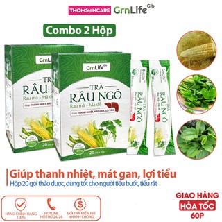 Trà râu ngô GrnLife rau má mã đề - Thanh nhiệt, mát gan, lợi tiểu, tốt cho người tiểu rắt - Thomsoncare