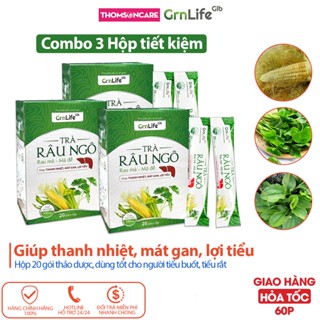Combo 3 Hộp Trà râu ngô rau má mã đề, thanh nhiệt, mát gan, lợi tiểu, giảm tiểu rắt GrnLife -Thomsoncare