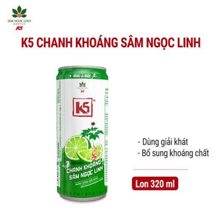  Nước Tăng Lực K5 Sâm Ngọc Linh Lốc 6 Lon Vị Chanh Khoáng  320ml Lon  