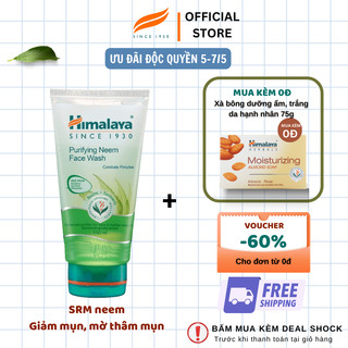 Sữa rửa mặt giảm mụn mờ thâm và sạch dầu thừa Himalaya Purifying Neem Face Wash 150ml
