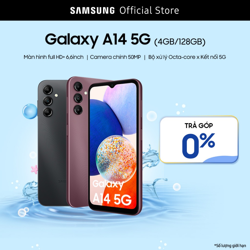 [Nhập ELSS155BU Giảm 15%] Điện Thoại Samsung Galaxy A14 5G (4GB + 128GB) - Hàng chính hãng