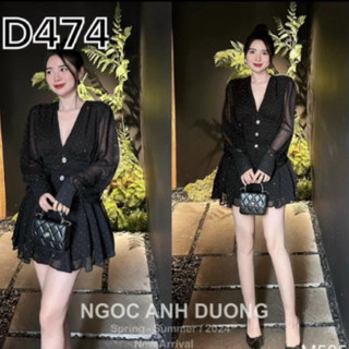 Đầm Nữ thiết ke - Ðầm bigsize có quần kèm mút ngực chất liệu voan ép 1 màu đen