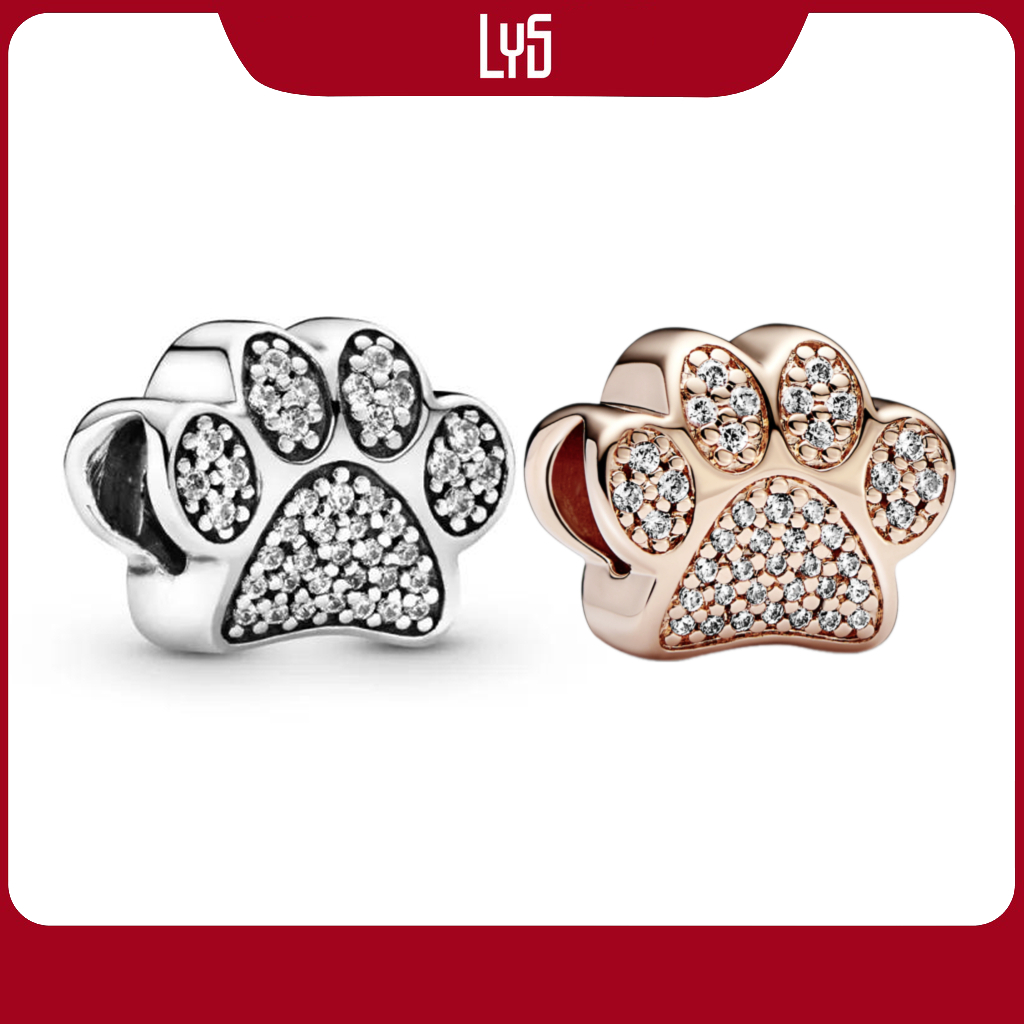 Charm Bạc Lys chân gấu bự Sparkling Paw Print 1295 - Charm Bạc S925 cao cấp