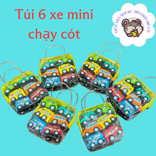 Túi đồ chơi 6 xe mini chạy cót đáng yêu làm quà tặng cho bé
