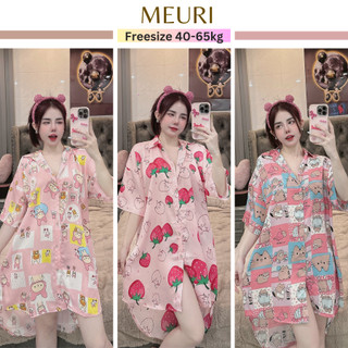 Đầm ngủ lụa meuri đầm sơ mi lụa mặc nhà chất liệu mềm mại thoáng mát.