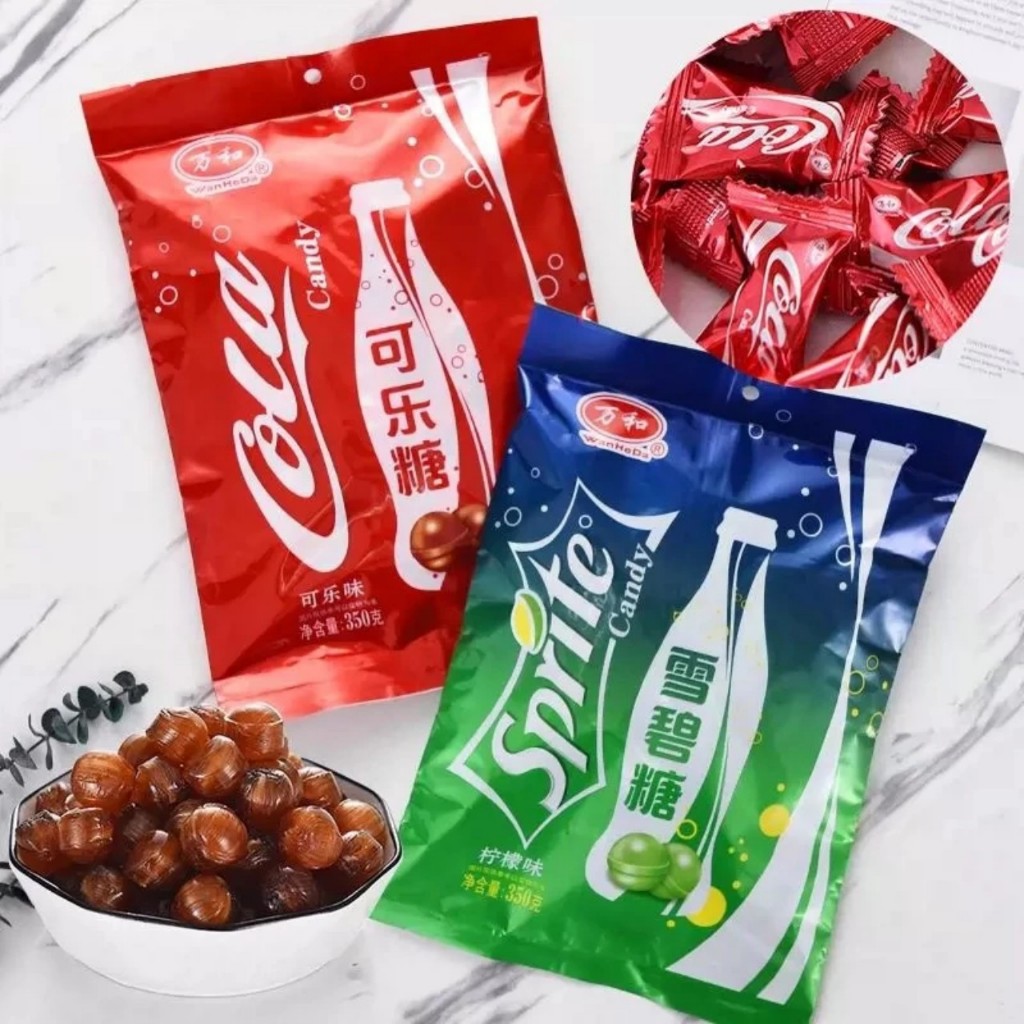 Kẹo Ngậm Coca-Cola, Sprite tươi mát gói 350g - đồ ăn vặt - kẹo ngậm không đường vị coca và soda