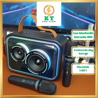 Loa bluetooth karaoke K56, Loa bluetooth karaoke mini chính hãng có 2 micro không dây pin sạc PHỤ KIỆN KT