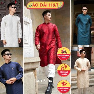 Áo dài nam cách tân chất vải gấm vân nổi cao cấp,giữ form chuẩn,set áo tết đẹp 2024 - Áo dài Tết SG1