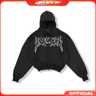 Áo hoodie zip " destroy black " / blvck - chất nỉ dày dặn, form boxy, unisex.