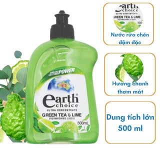 Nước rửa chén đậm đặc diệt khuẩn hữu cơ hương chanh trà xanh Earth choice - 500ml - NK Úc