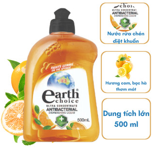 Nước rửa chén đậm đặc hữu cơ diệt khuẩn earth choice hương cam 500ml - NK Úc