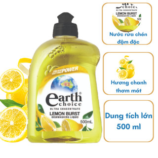 Nước rửa chén đậm đặc diệt khuẩn hữu cơ Earth choice hương chanh - 500ml - NK Úc