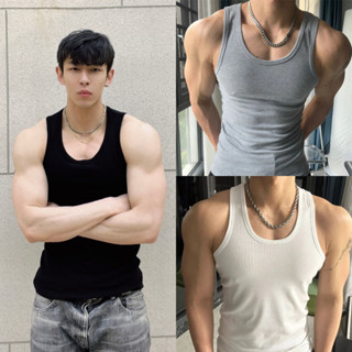 Áo Tanktop nam,áo ba lỗ nam cotton thun gân hiệu cổ tròn dày 250gsm,ôm body,thể thao tập gym  [AS02]