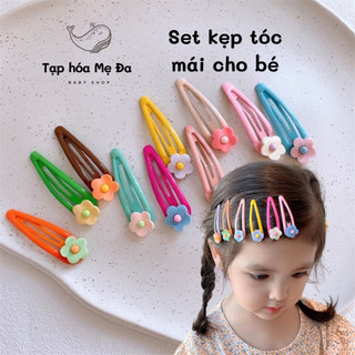 Túi 10 kẹp tóc mái/kẹp nhựa bấm phủ Acrylic cao cấp đính ngôi sao trái tim màu cầu vồng siêu dễ thương cho bé gái