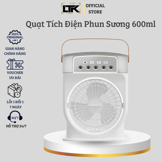 Quạt Tích Điện Phun Sương 600ml 5 Vòi Phun Sương Để Bàn Không Tiếng Ồn Tiện Ích (LeTuKe Store)