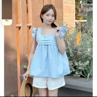 Set bộ babydoll tay cánh tiên ảnh thật