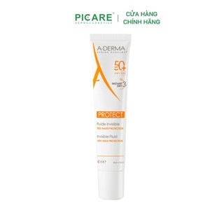 Kem chống nắng chuyên biệt dành cho da mỏng mang da nhạy cảm A-Derma Protect Invisible Fluid SPF50+ 40ml