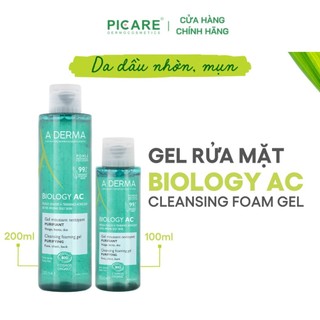 Gel rửa mặt dịu nhẹ dành cho da dầu mụn nhạy cảm A-Derma Biology AC Purifying Cleansing Foaming Gel