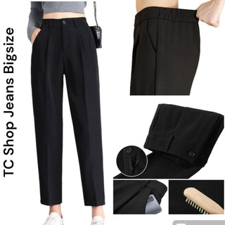  Quần Tây Bigsize Baggy Lưng Thun Đen Trơn  dài 100cm Women Pants