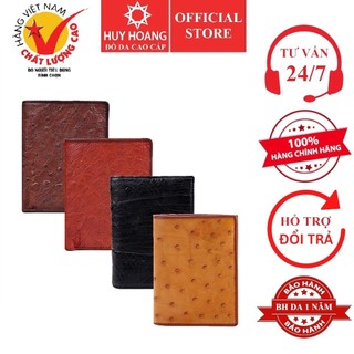 Bóp nam da đà điểu da bụng kiểu đứng màu nâu đất, nâu đỏ, đen, vàng bò HP2408-09-10-18