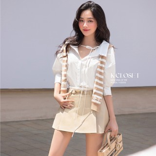 Chân váy ngắn dáng A phối lưng trắng, thời trang thiết kế K Closet V2003