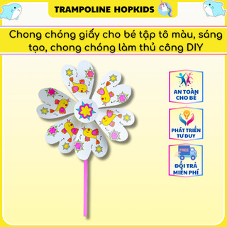 Chong chóng giấy cho bé tập tô màu, sáng tạo, chong chóng làm thủ công.