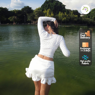 REMOLACHA | Mayli Skirt - Chân váy lụa tầng bèo trắng