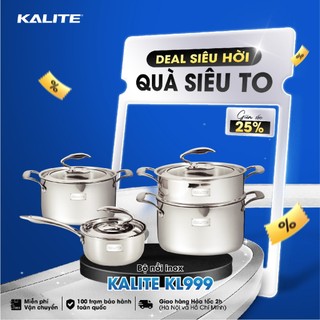 Bộ nồi Tripro Kalite KL999 bộ nồi nguyên khối inox 304 siêu bền chống cong vênh bộ 3 nồi kèm 1 quánh