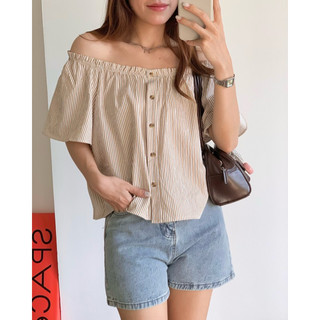 KAYY. Áo trễ vai kẻ _ A2101 (ảnh thật)