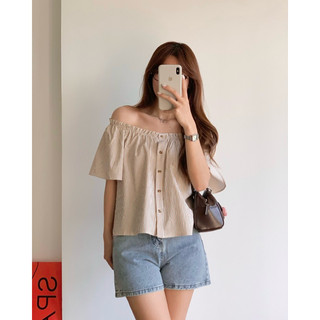 KAYY. Áo trễ vai kẻ _ A2101 (ảnh thật)