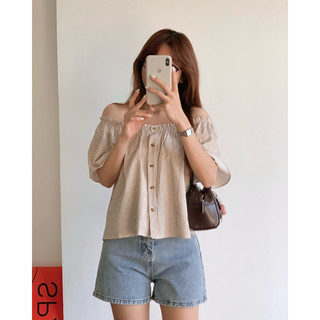 KAYY. Áo trễ vai kẻ _ A2101 (ảnh thật)