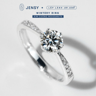 Nhẫn kim cương moissanite 5 ly cao cấp jensy kiểm định gra "wintery" nljb3. nhẫn bạc nữ sang trọng