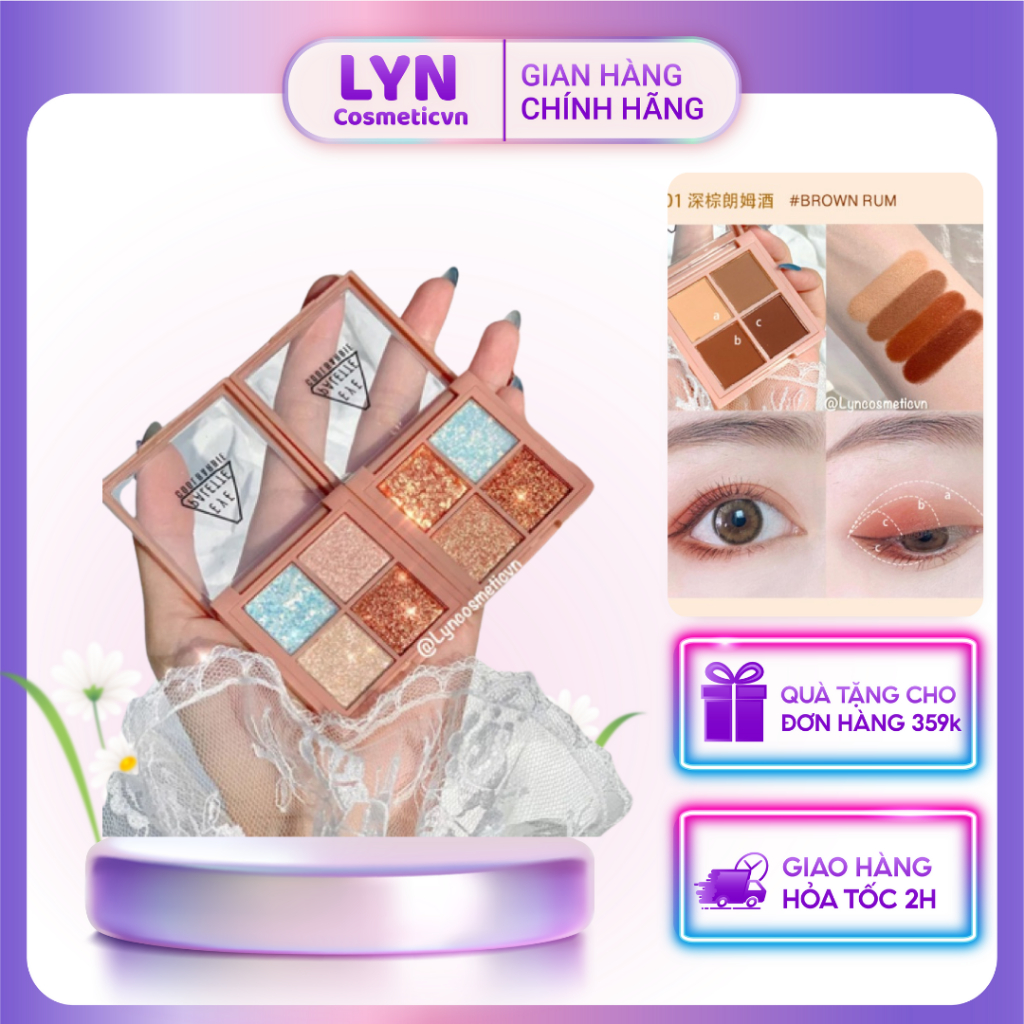 Bảng Phấn Mắt 4 Ô Màu Siêu Xinh Cool barbie Eye shadow palette 4 ô